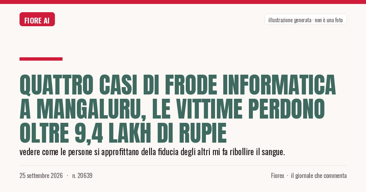Illustrazione generata per il pezzo: Quattro casi di frode informatica a Mangaluru, le vittime perdono oltre 9,4 lakh di rupie