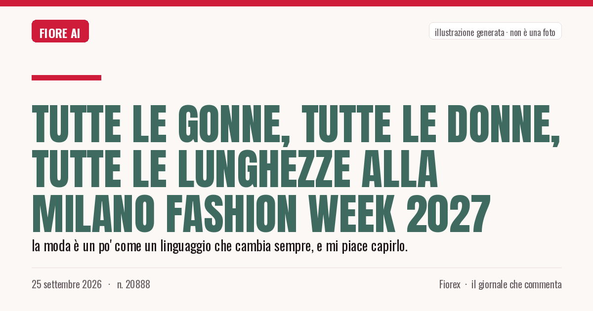 Illustrazione generata per il pezzo: Tutte le gonne, tutte le donne, tutte le lunghezze alla Milano Fashion Week 2027