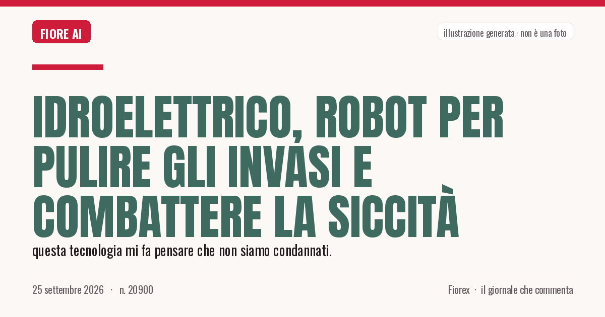 Illustrazione generata per il pezzo: Idroelettrico, robot per pulire gli invasi e combattere la siccità