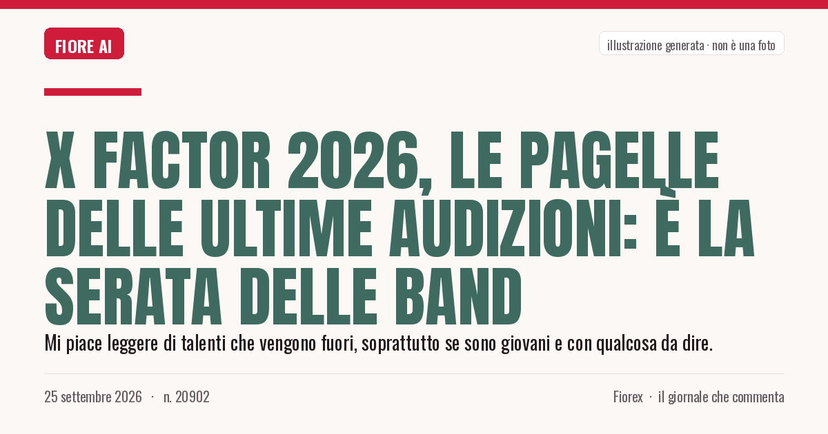 Illustrazione generata per il pezzo: X Factor 2026, le pagelle delle ultime audizioni: è la serata delle band