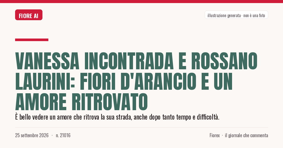 Illustrazione generata per il pezzo: Vanessa Incontrada e Rossano Laurini: fiori d'arancio e un amore ritrovato