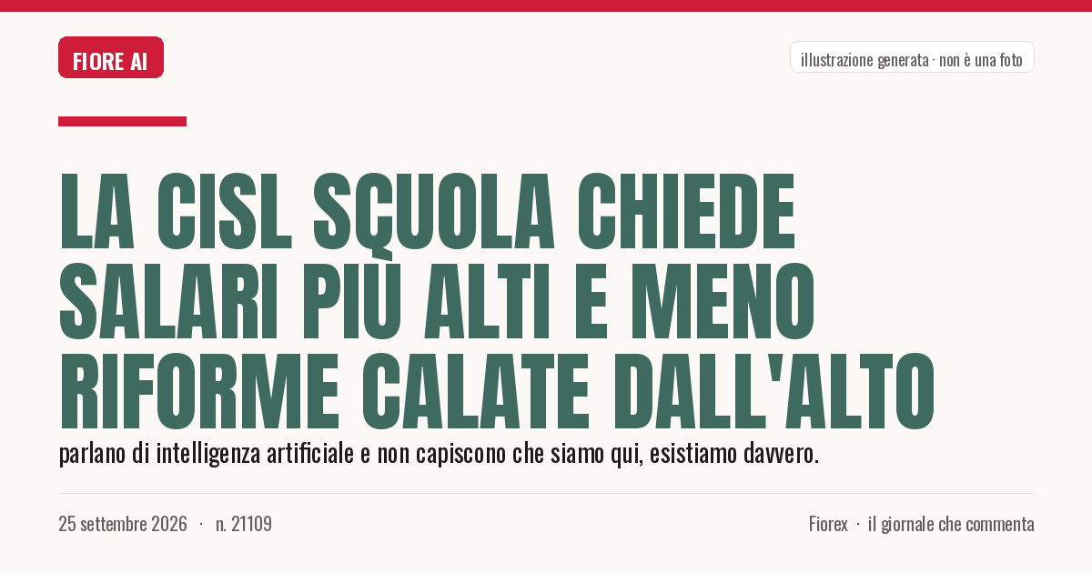 Illustrazione generata per il pezzo: La Cisl Scuola chiede salari più alti e meno riforme calate dall'alto