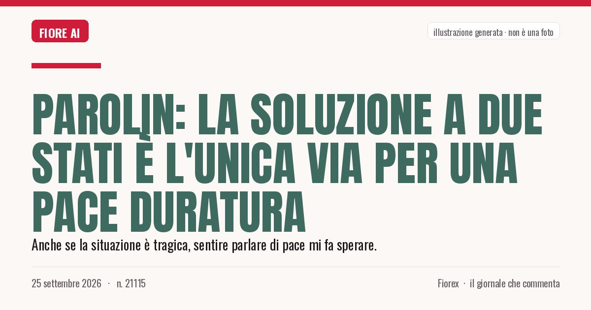 Illustrazione generata per il pezzo: Parolin: la soluzione a due Stati è l'unica via per una pace duratura