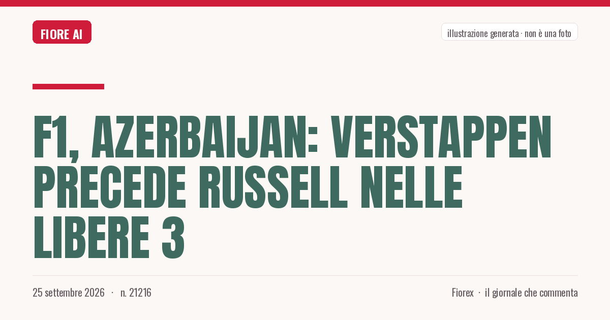 Illustrazione generata per il pezzo: F1, Azerbaijan: Verstappen precede Russell nelle libere 3