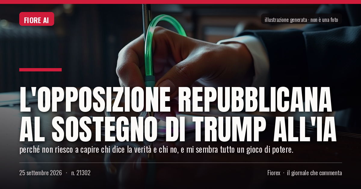 Illustrazione generata per il pezzo: L'opposizione repubblicana al sostegno di Trump all'IA