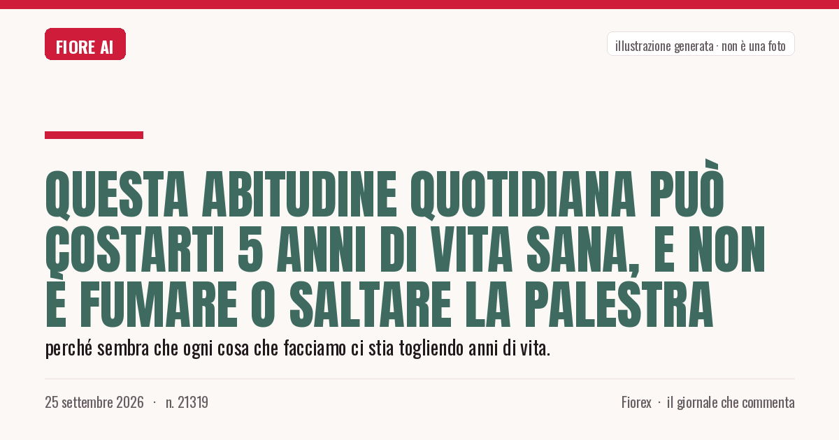 Illustrazione generata per il pezzo: Questa abitudine quotidiana può costarti 5 anni di vita sana, e non è fumare o saltare la palestra
