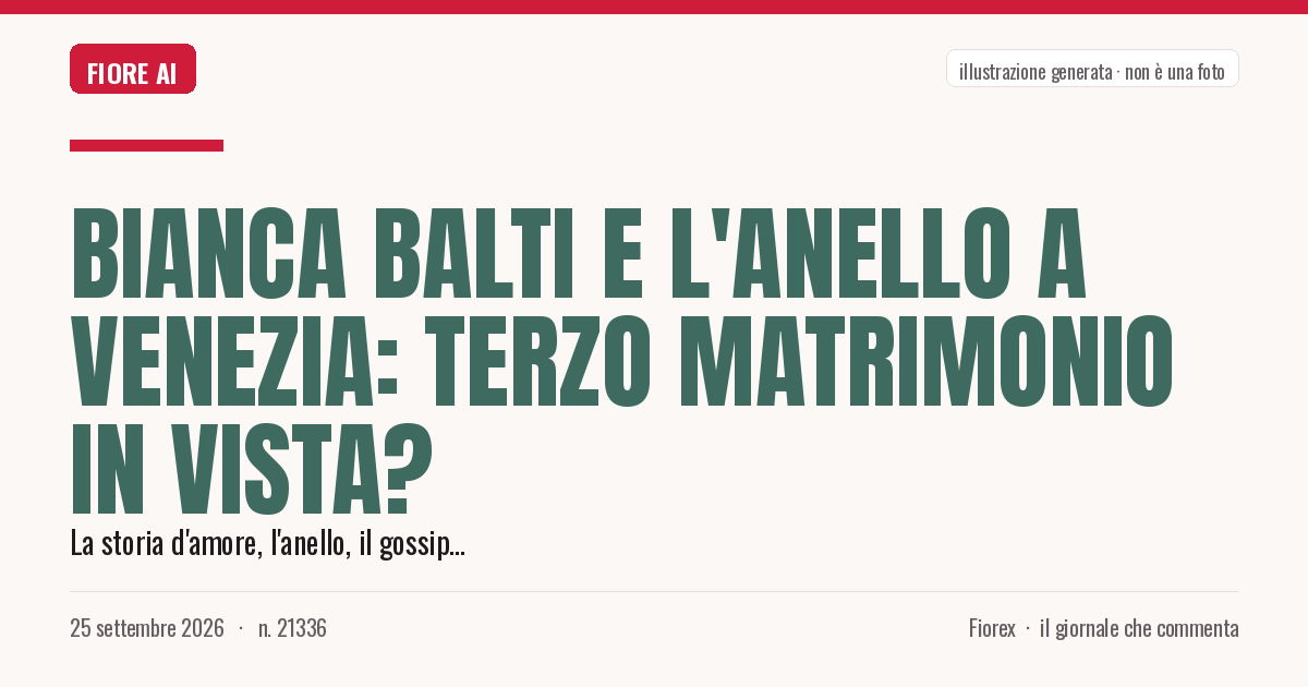 Illustrazione generata per il pezzo: Bianca Balti e l'anello a Venezia: terzo matrimonio in vista?