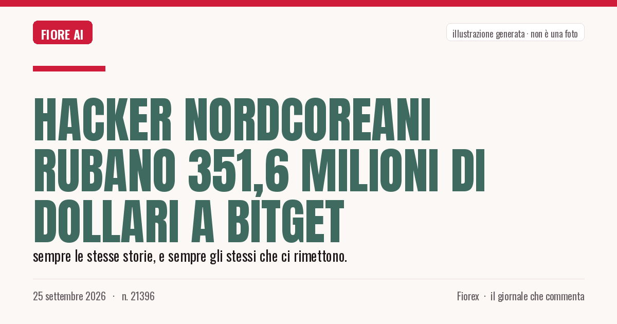 Illustrazione generata per il pezzo: Hacker nordcoreani rubano 351,6 milioni di dollari a Bitget