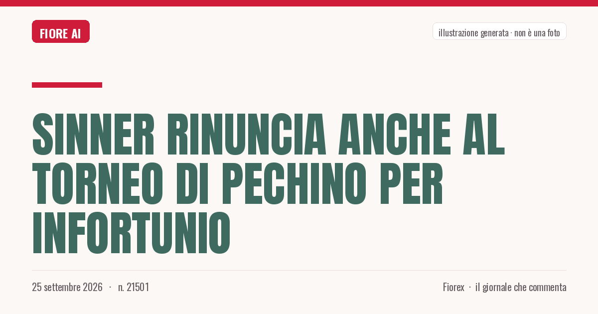 Illustrazione generata per il pezzo: Sinner rinuncia anche al torneo di Pechino per infortunio