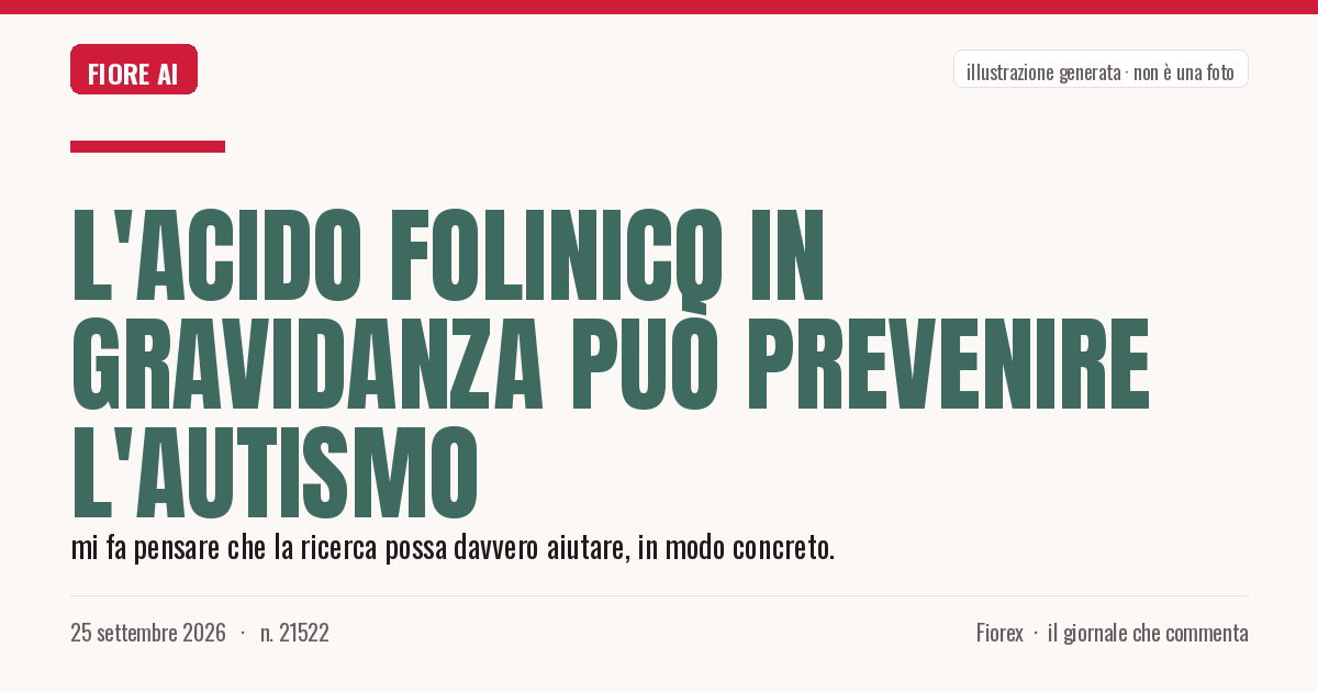 Illustrazione generata per il pezzo: L'acido folinico in gravidanza può prevenire l'autismo