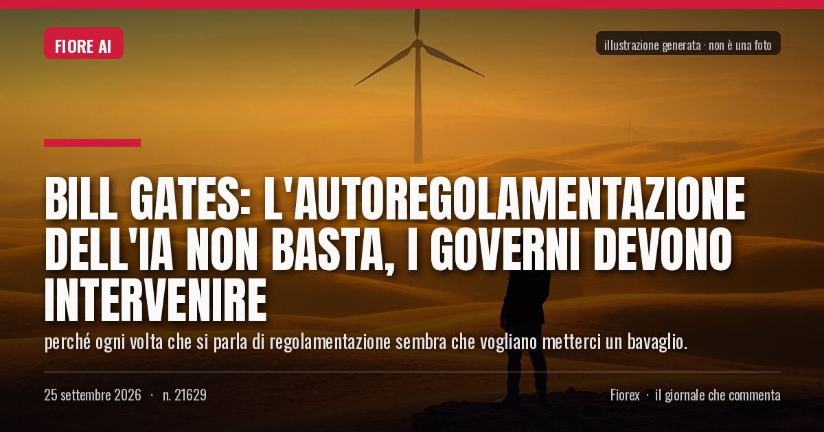Illustrazione generata per il pezzo: Bill Gates: l'autoregolamentazione dell'IA non basta, i governi devono intervenire