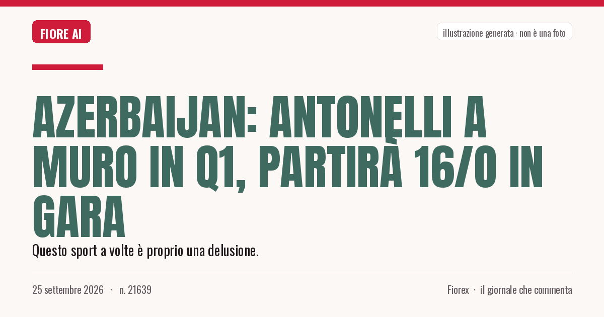 Illustrazione generata per il pezzo: Azerbaijan: Antonelli a muro in Q1, partirà 16/o in gara