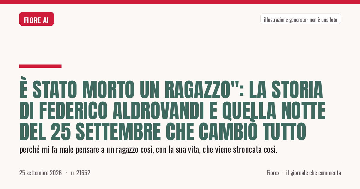 Illustrazione generata per il pezzo: È stato morto un ragazzo": la storia di Federico Aldrovandi e quella notte del 25 settembre che cambiò tutto