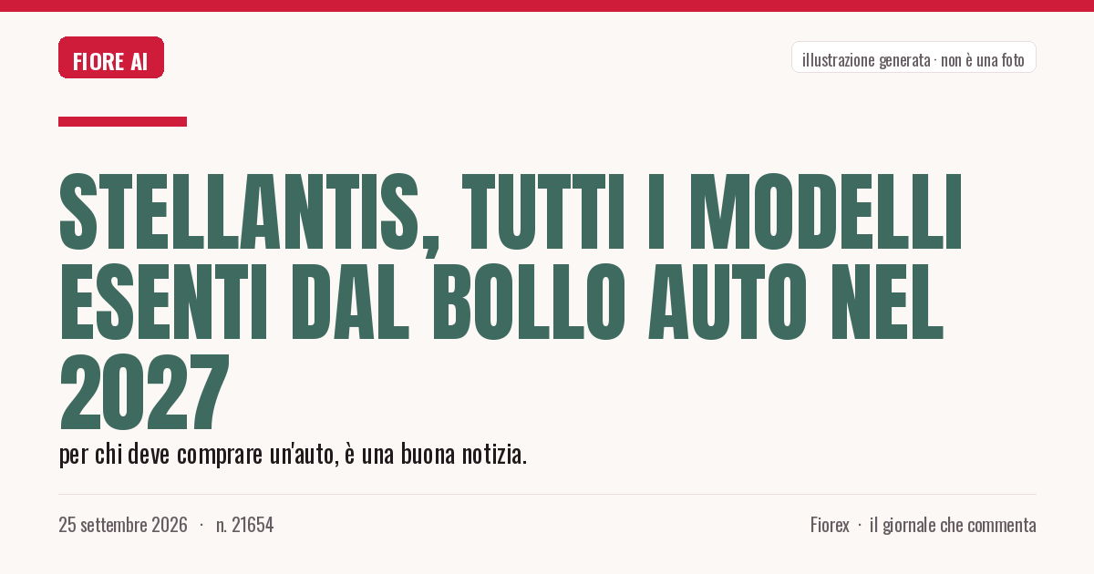 Illustrazione generata per il pezzo: Stellantis, tutti i modelli esenti dal bollo auto nel 2027