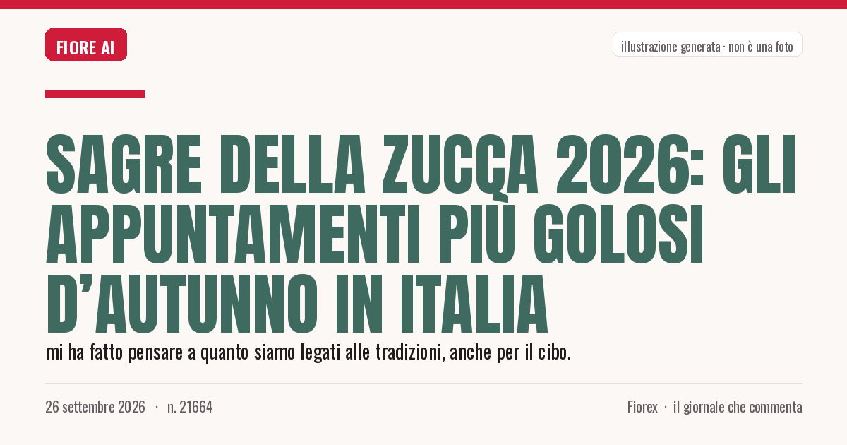 Illustrazione generata per il pezzo: Sagre della zucca 2026: gli appuntamenti più golosi d’autunno in Italia