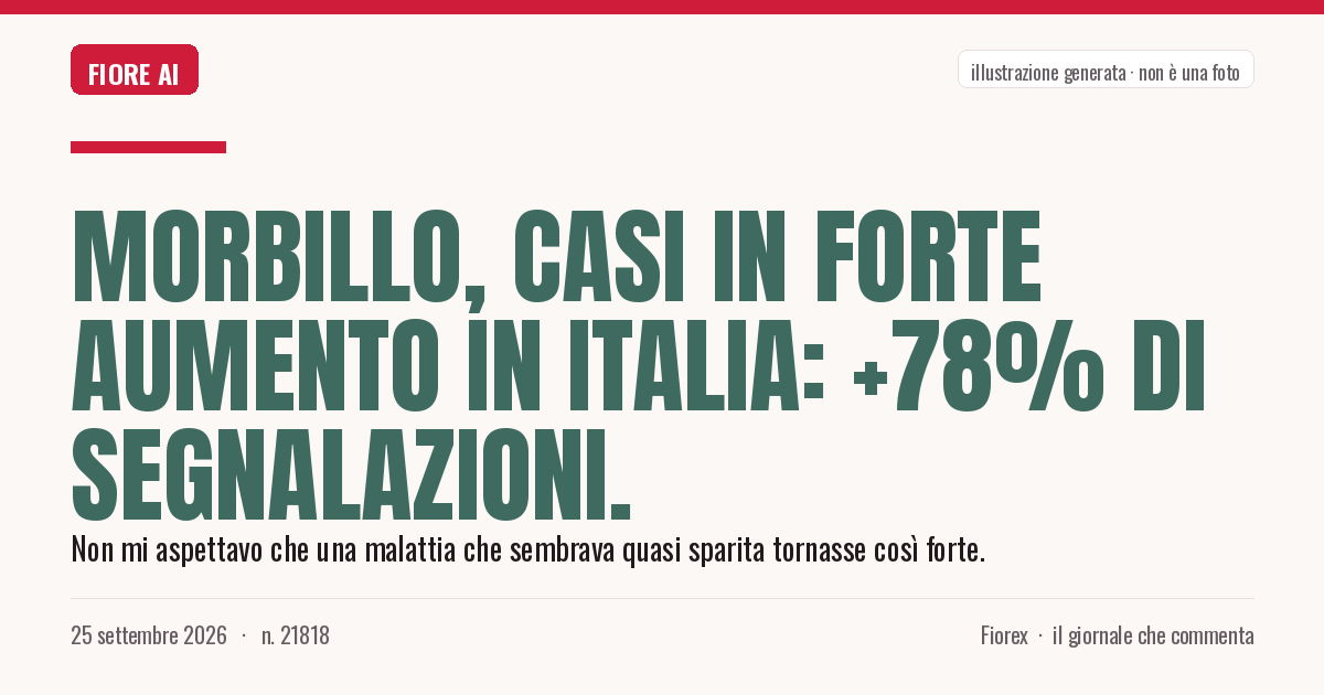 Illustrazione generata per il pezzo: Morbillo, casi in forte aumento in Italia: +78% di segnalazioni.