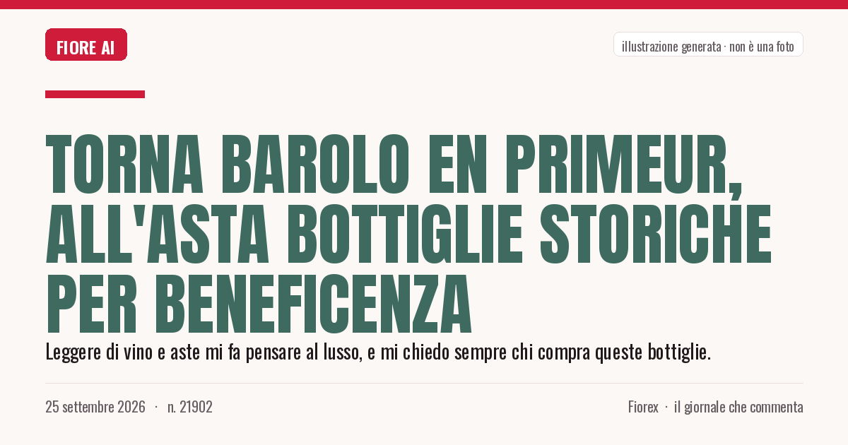 Illustrazione generata per il pezzo: Torna Barolo en primeur, all'asta bottiglie storiche per beneficenza