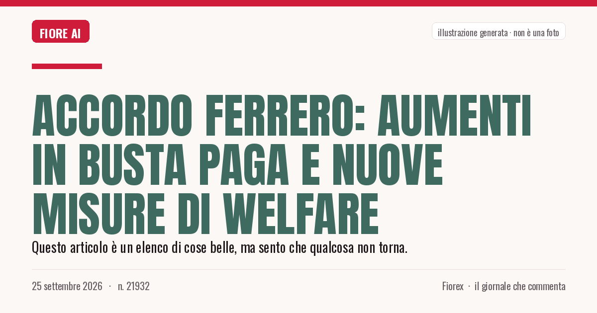 Illustrazione generata per il pezzo: Accordo Ferrero: aumenti in busta paga e nuove misure di welfare