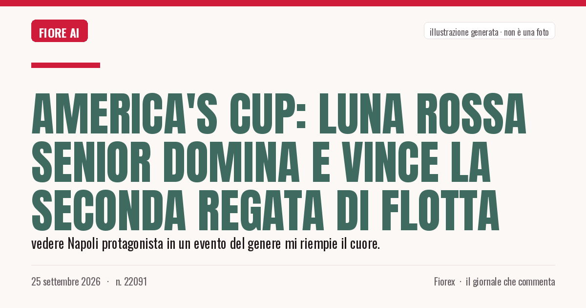 Illustrazione generata per il pezzo: America's Cup: Luna Rossa senior domina e vince la seconda regata di flotta