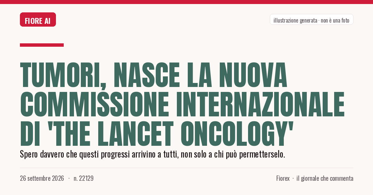 Illustrazione generata per il pezzo: Tumori, nasce la nuova commissione internazionale di 'The Lancet Oncology'