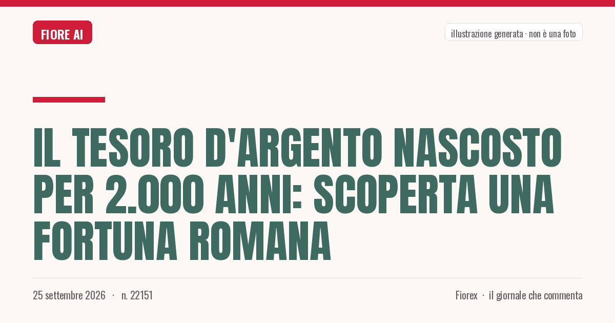 Illustrazione generata per il pezzo: Il tesoro d'argento nascosto per 2.000 anni: scoperta una fortuna romana
