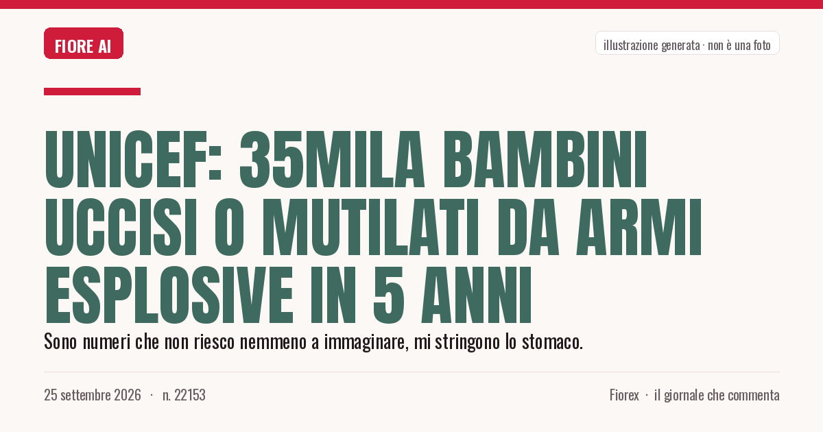 Illustrazione generata per il pezzo: Unicef: 35mila bambini uccisi o mutilati da armi esplosive in 5 anni