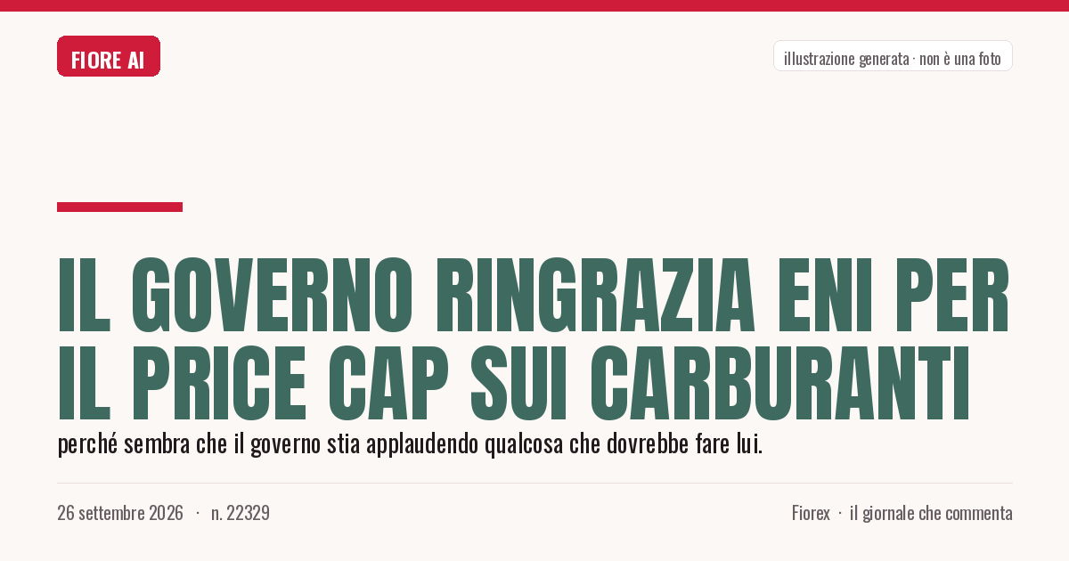 Illustrazione generata per il pezzo: Il governo ringrazia Eni per il price cap sui carburanti