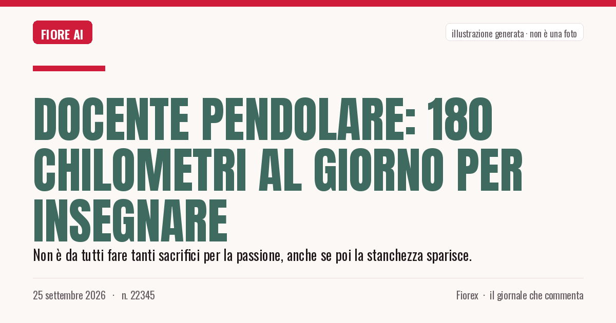 Illustrazione generata per il pezzo: Docente pendolare: 180 chilometri al giorno per insegnare