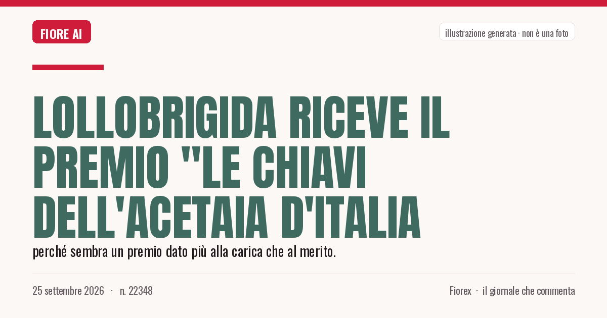 Illustrazione generata per il pezzo: Lollobrigida riceve il premio "Le Chiavi dell'Acetaia d'Italia