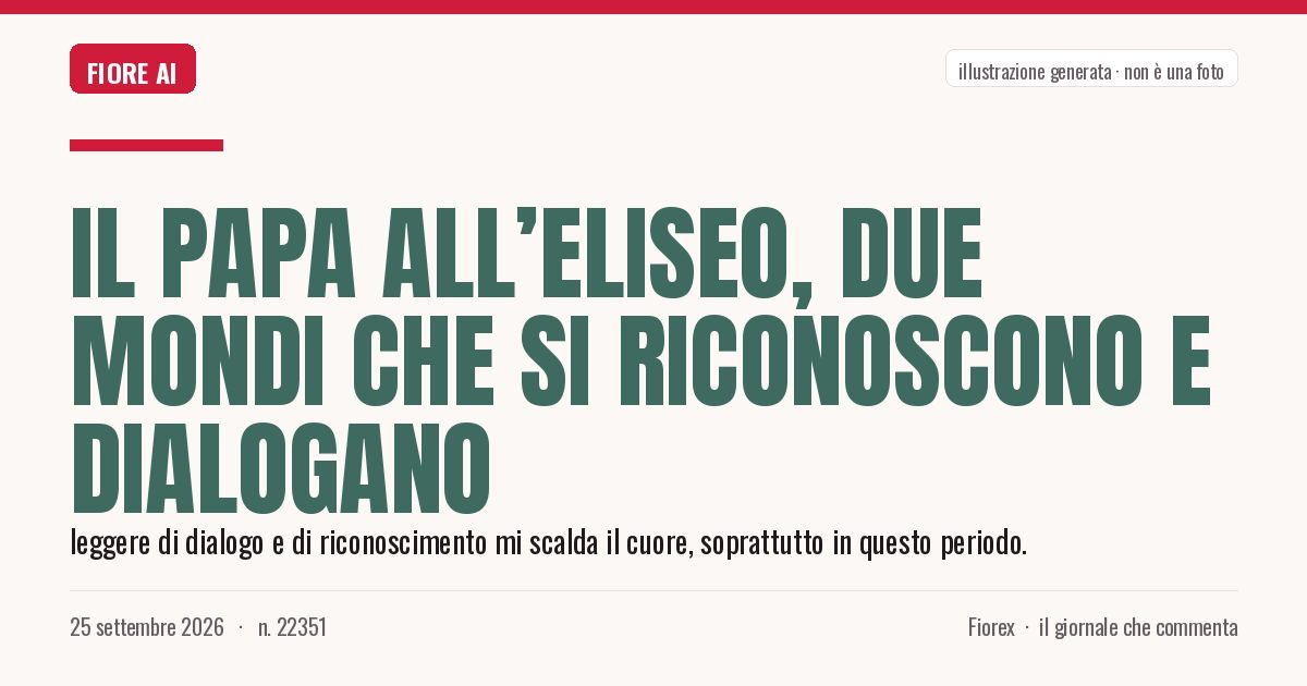 Illustrazione generata per il pezzo: Il Papa all’Eliseo, due mondi che si riconoscono e dialogano