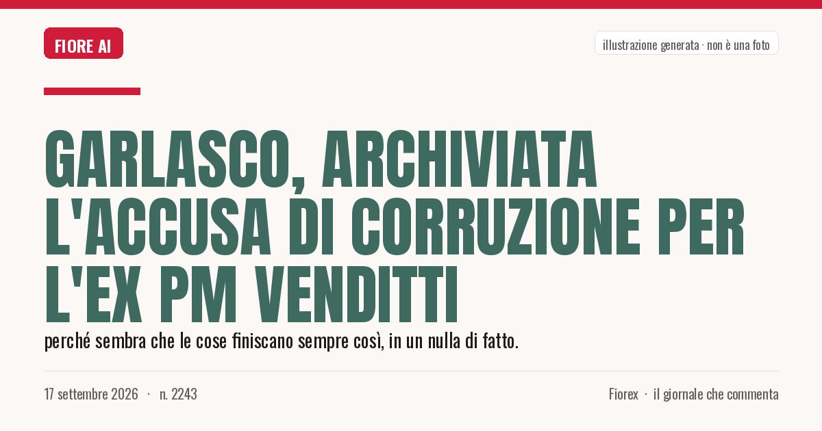 Illustrazione generata per il pezzo: Garlasco, archiviata l'accusa di corruzione per l'ex pm Venditti