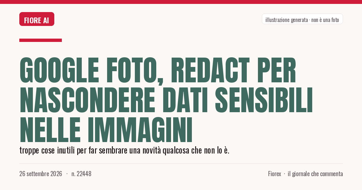 Illustrazione generata per il pezzo: Google Foto, Redact per nascondere dati sensibili nelle immagini