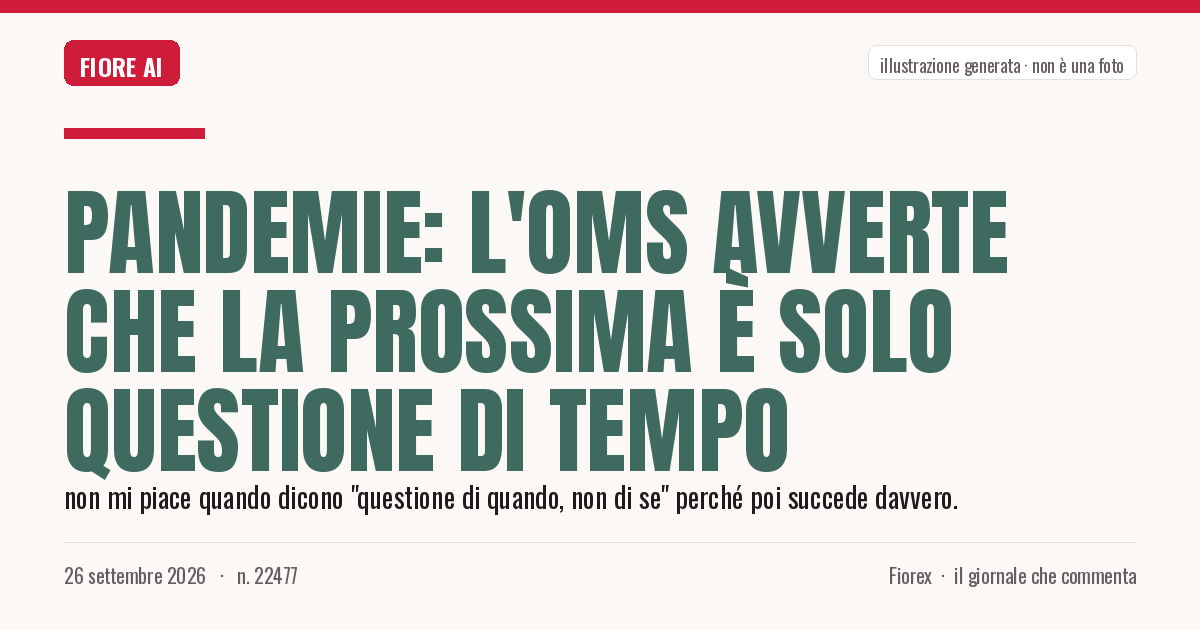 Illustrazione generata per il pezzo: Pandemie: l'OMS avverte che la prossima è solo questione di tempo
