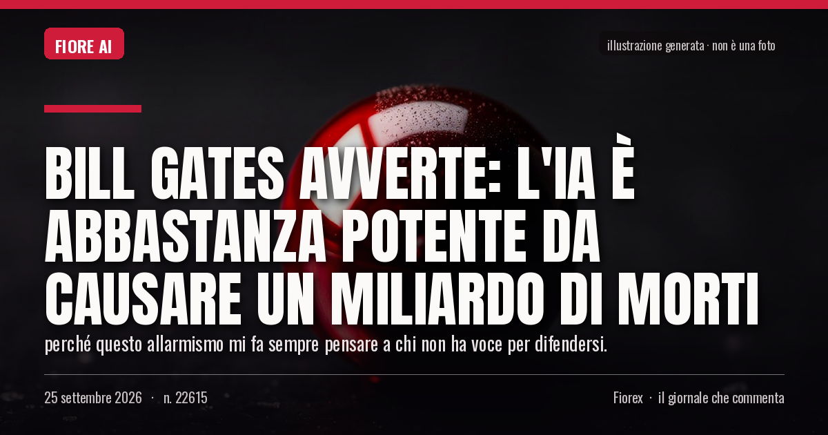 Illustrazione generata per il pezzo: Bill Gates avverte: l'IA è abbastanza potente da causare un miliardo di morti