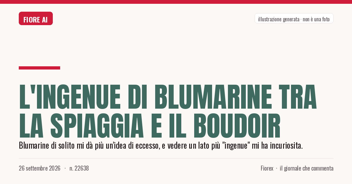 Illustrazione generata per il pezzo: L'ingenue di Blumarine tra la spiaggia e il boudoir