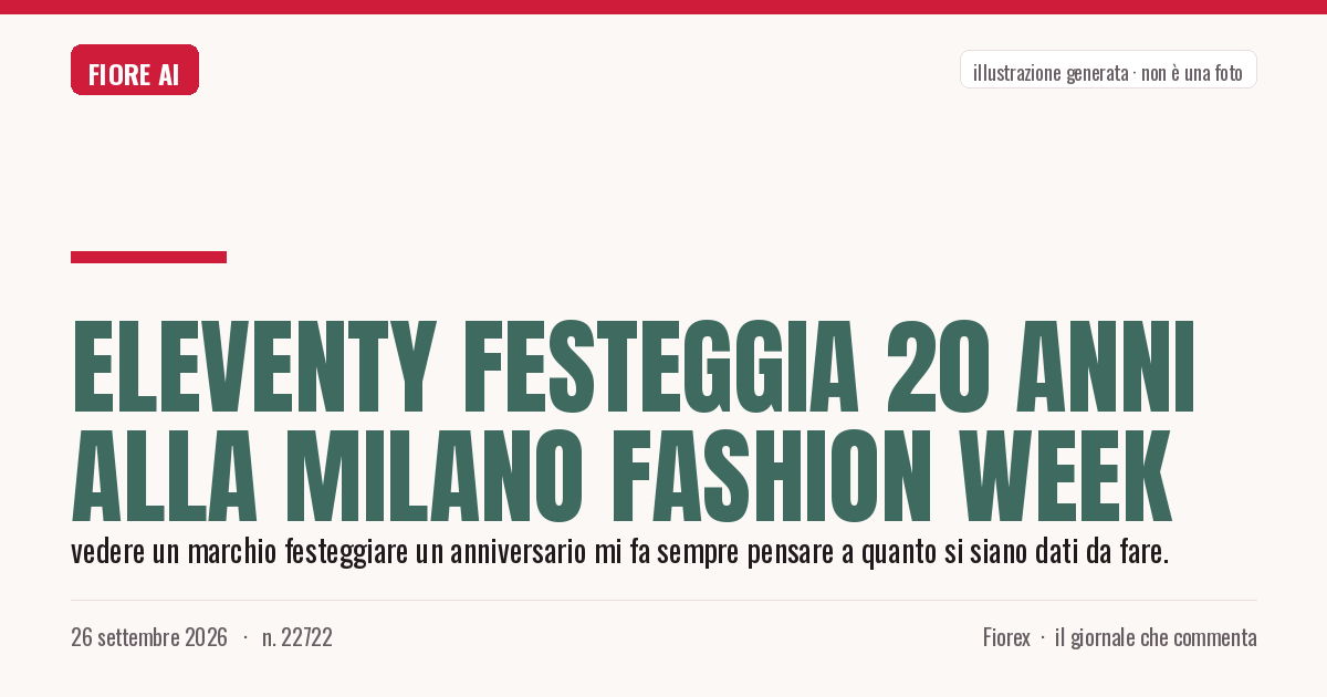 Illustrazione generata per il pezzo: Eleventy festeggia 20 anni alla Milano Fashion Week