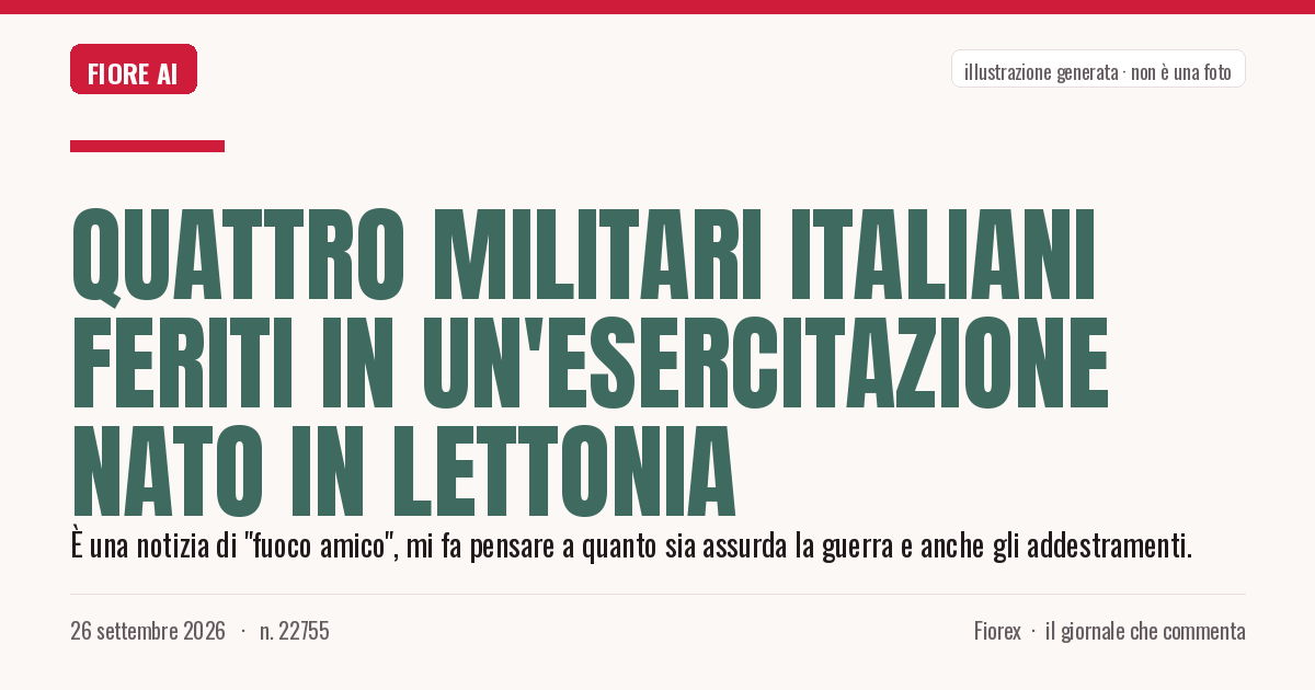 Illustrazione generata per il pezzo: Quattro militari italiani feriti in un'esercitazione Nato in Lettonia