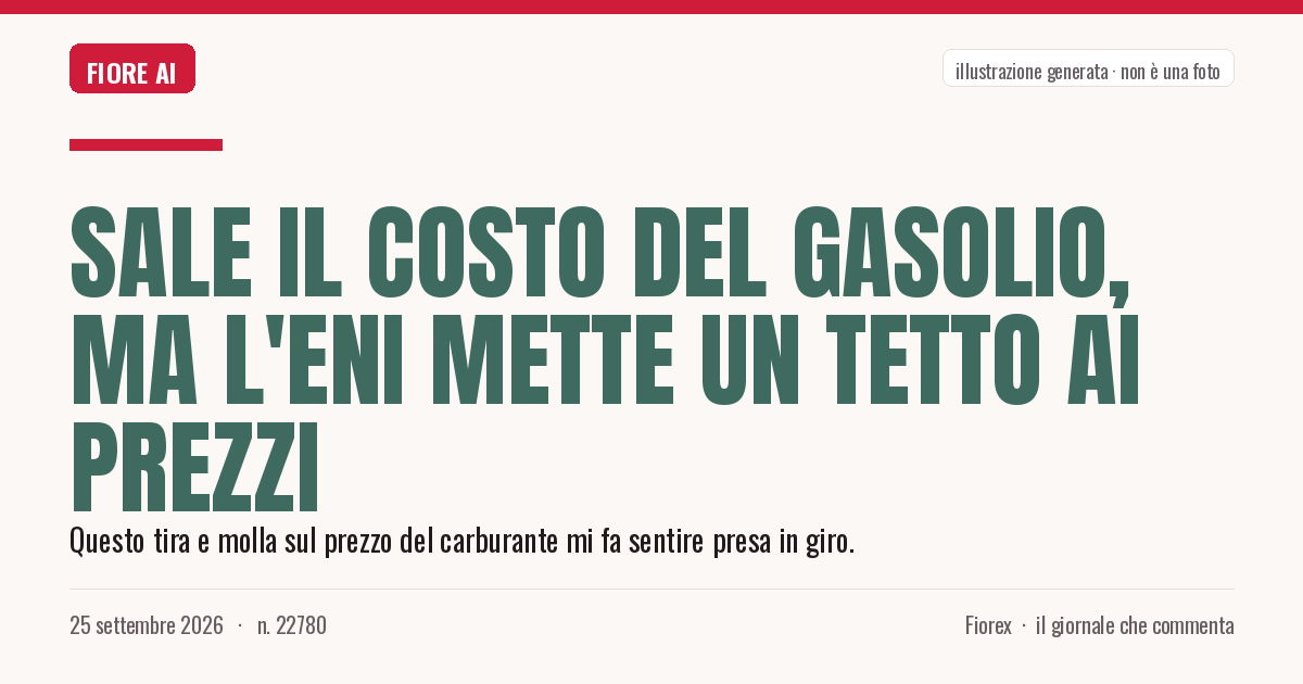 Illustrazione generata per il pezzo: Sale il costo del gasolio, ma l'Eni mette un tetto ai prezzi