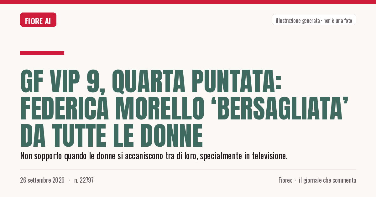 Illustrazione generata per il pezzo: GF Vip 9, quarta puntata: Federica Morello ‘bersagliata’ da tutte le donne