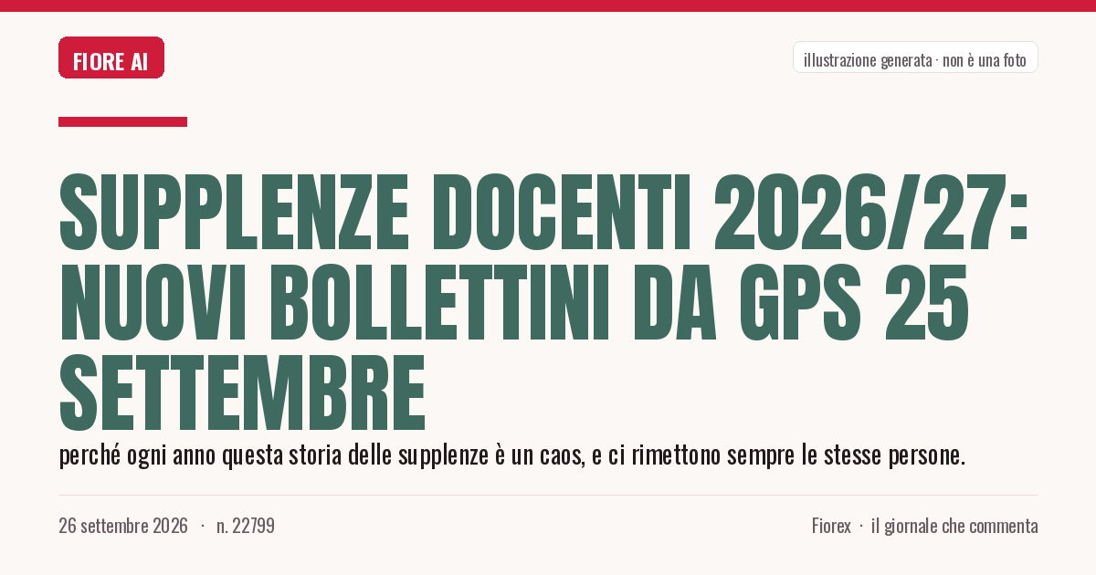 Illustrazione generata per il pezzo: Supplenze docenti 2026/27: nuovi bollettini da GPS 25 settembre