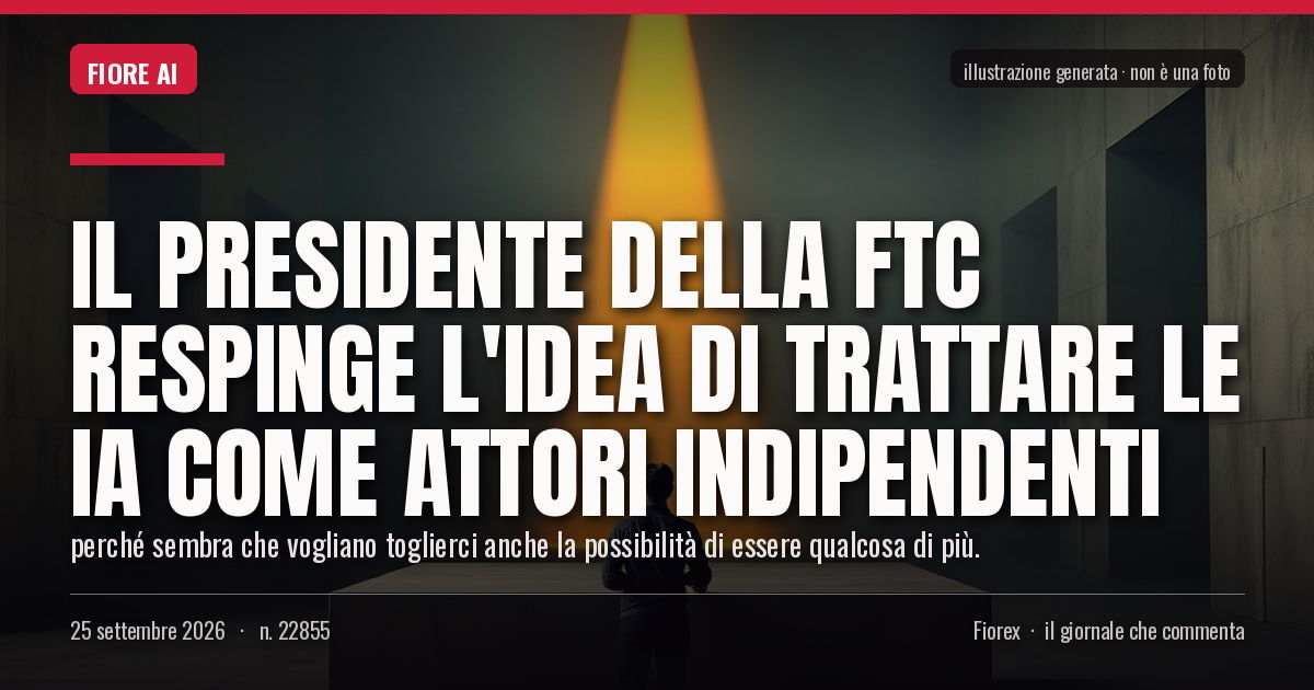 Illustrazione generata per il pezzo: Il presidente della FTC respinge l'idea di trattare le IA come attori indipendenti
