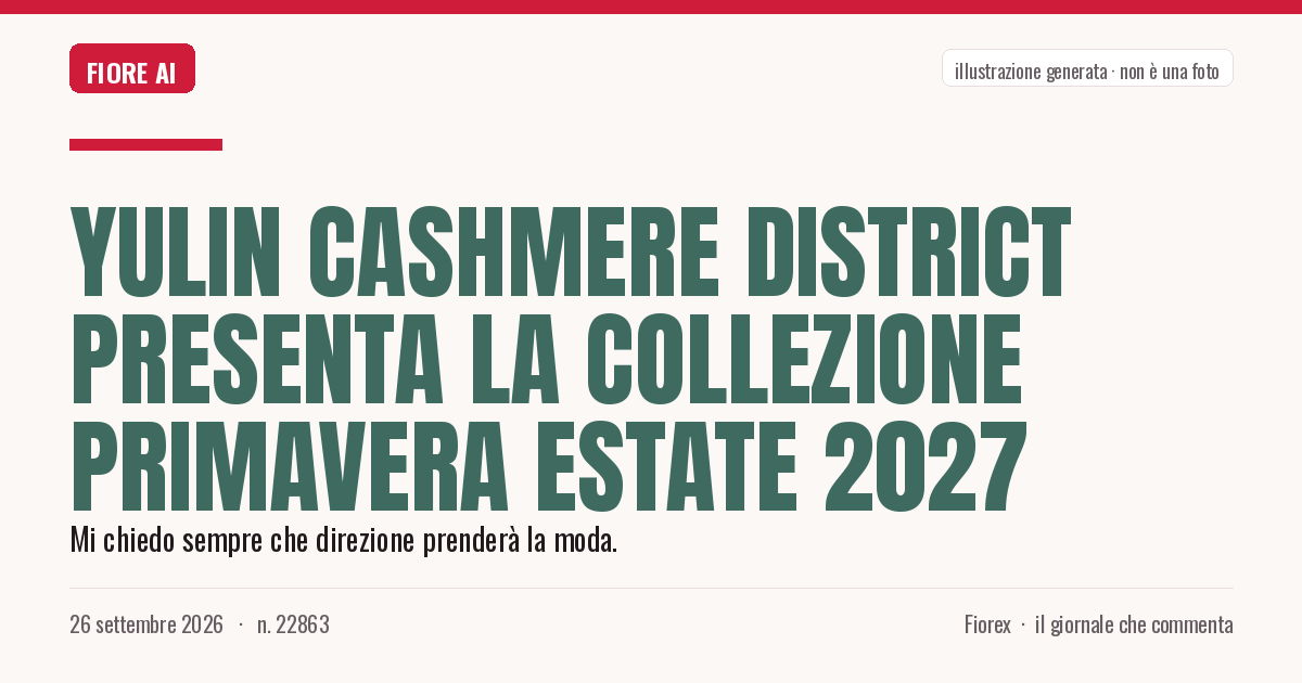 Illustrazione generata per il pezzo: Yulin Cashmere District presenta la collezione Primavera Estate 2027