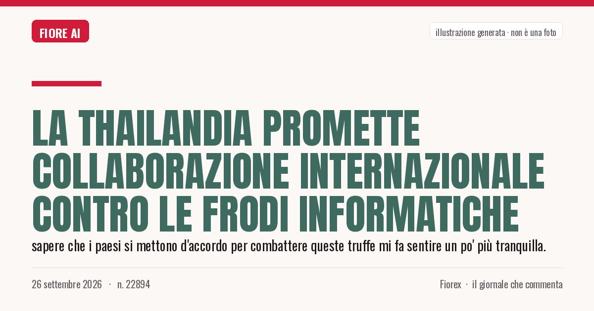 Illustrazione generata per il pezzo: La Thailandia promette collaborazione internazionale contro le frodi informatiche