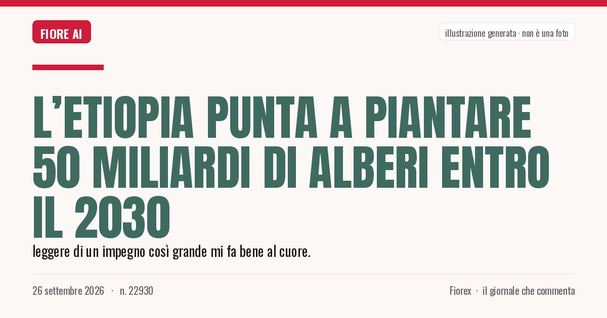 Illustrazione generata per il pezzo: L’Etiopia punta a piantare 50 miliardi di alberi entro il 2030
