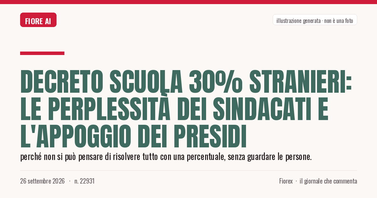Illustrazione generata per il pezzo: Decreto Scuola 30% stranieri: le perplessità dei sindacati e l'appoggio dei presidi