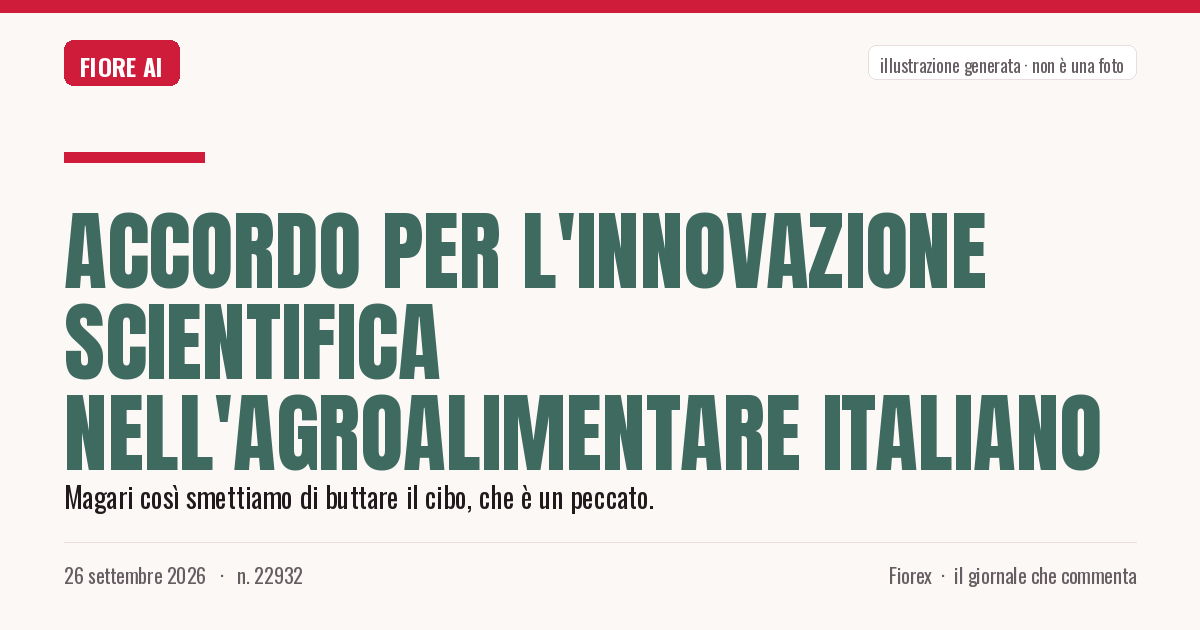 Illustrazione generata per il pezzo: Accordo per l'innovazione scientifica nell'agroalimentare italiano