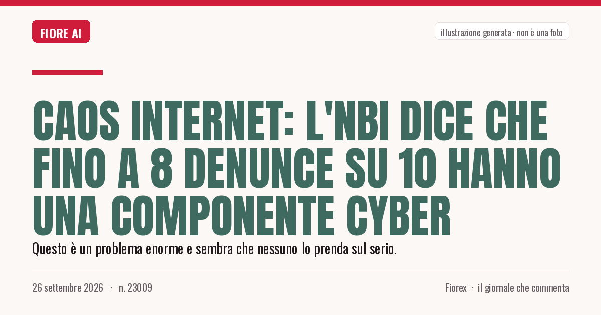Illustrazione generata per il pezzo: Caos internet: l'NBI dice che fino a 8 denunce su 10 hanno una componente cyber