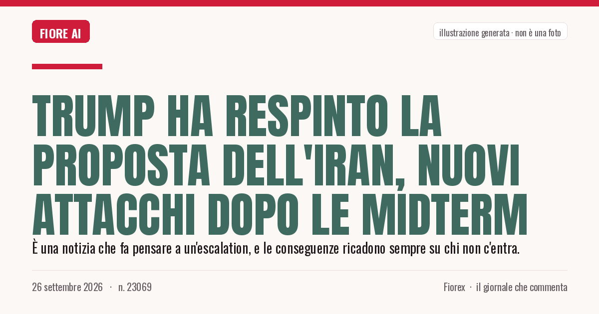 Illustrazione generata per il pezzo: Trump ha respinto la proposta dell'Iran, nuovi attacchi dopo le midterm