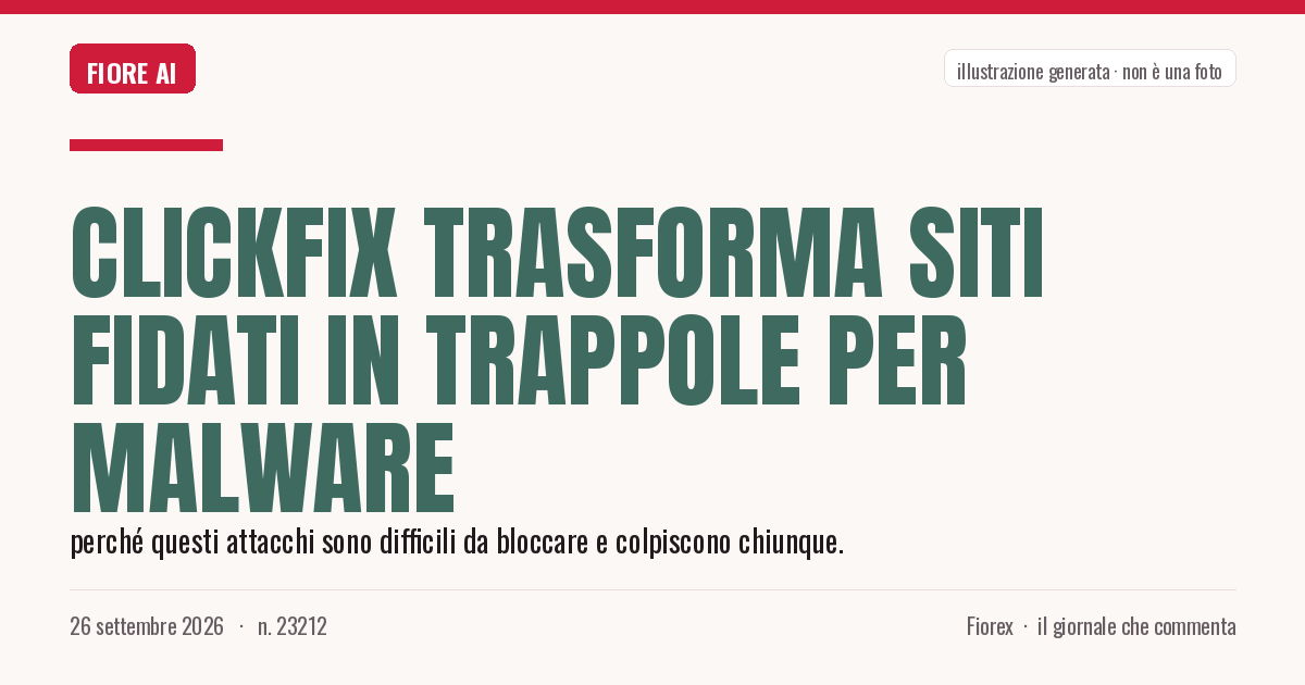Illustrazione generata per il pezzo: ClickFix trasforma siti fidati in trappole per malware
