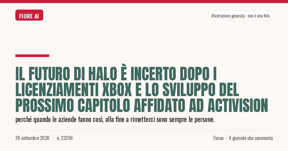Illustrazione generata per il pezzo: Il futuro di Halo è incerto dopo i licenziamenti Xbox e lo sviluppo del prossimo capitolo affidato ad Activision